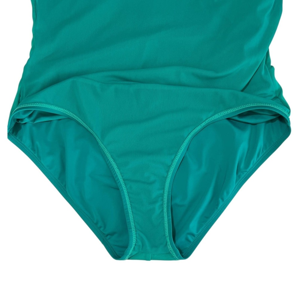 Hilor One Piece Swimsuit Womens Size 16 Teal Ruched Monokini Macrame Back‎ Swim - Picture 7 of 11